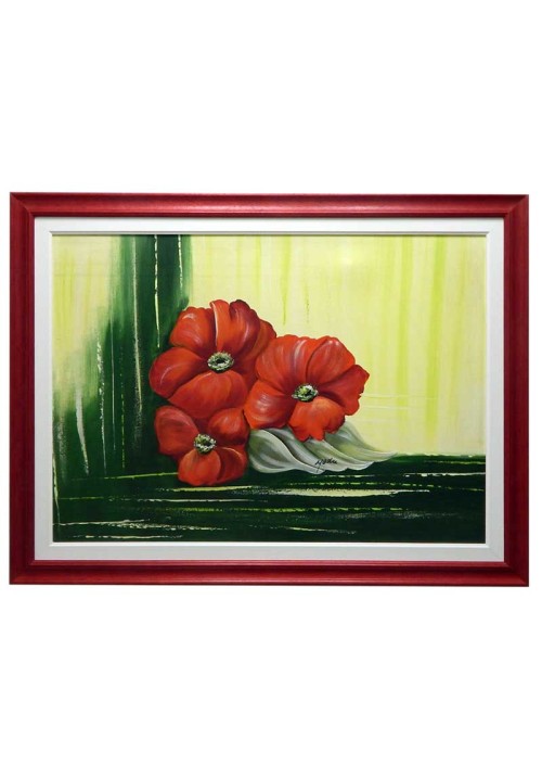 Tela - Flor - Moldura vermelha